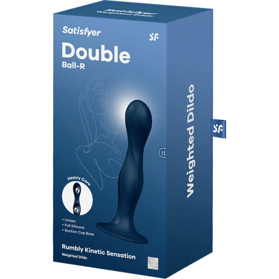 SATISFYER PLUGS DILDO SILICONE DOUBLE BALL-R BLEU — vue arrière