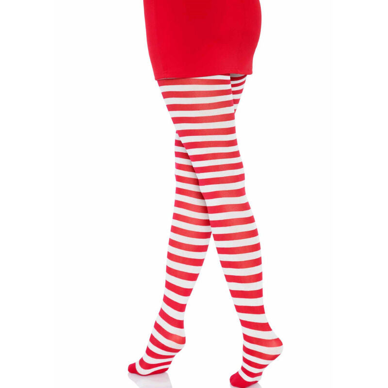 LEG AVENUE HOSIERY Collants Rayures Blanc/Rouge — vue alternative
