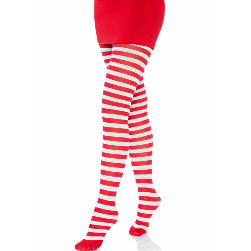 LEG AVENUE HOSIERY Collants Rayures Blanc/Rouge — vue détaillée