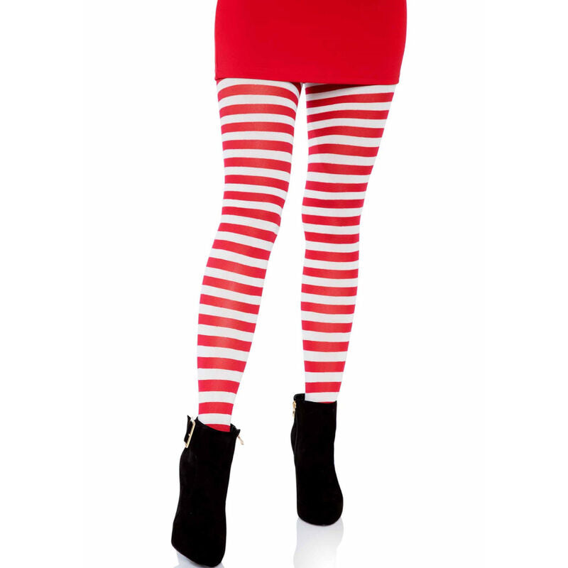 LEG AVENUE HOSIERY Collants Rayures Blanc/Rouge — vue arrière