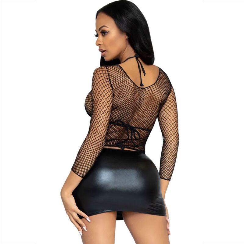 LEG AVENUE ACCESSORIES T-Shirt À Manches Longues Résille Noir — vue alternative