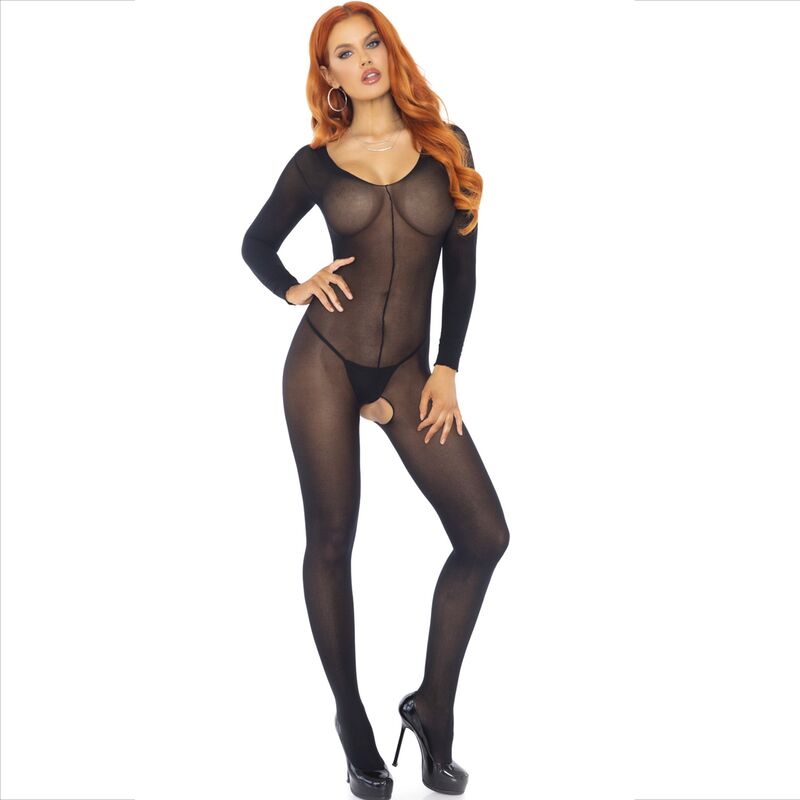 LEG AVENUE BODYSTOCKINGS Bodystocking Manches Longues Noir — vue arrière