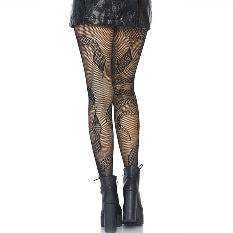 LEG AVENUE HOSIERY Bas Net Serpents Noir — vue détaillée