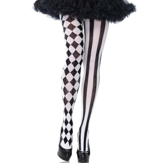 LEG AVENUE HOSIERY Collants Arlequin Noir/Blanc - Aura Intime