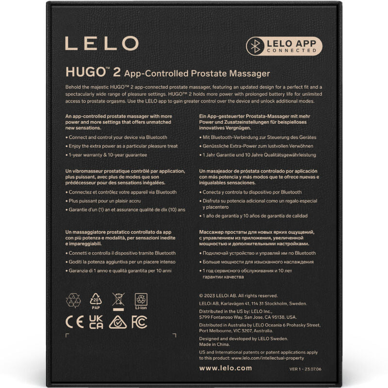 LELO Masseur Prostate Hugo 2 Noir — vue arrière