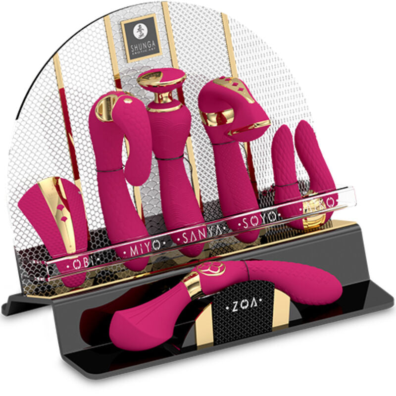 SHUNGA TOYS Présentoir 6 Masseurs Intimes Fuchsia - Aura Intime