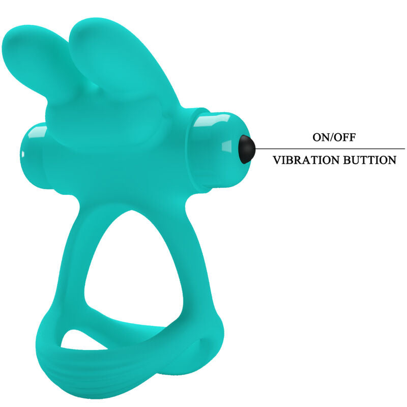 PRETTY LOVE MALE ANNEAU VIBRATEUR LAPIN VERT DANTE — accessoires inclus