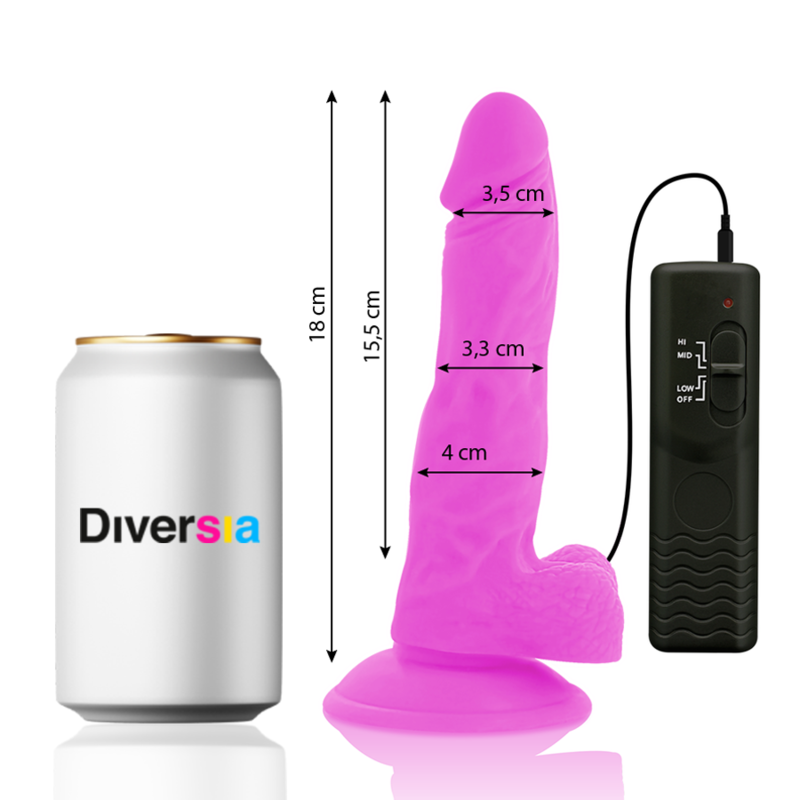 DIVERSIA - Dildo Vibrant Flexible Violet 18 Cm -O- 4 Cm