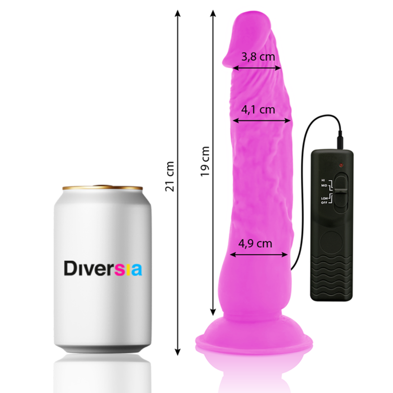 DIVERSIA DILDO VIBRANT FLEXIBLE VIOLET 21 CM -O- 4.9 CM — vue détaillée