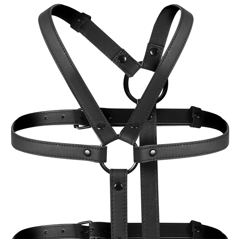 FETISH SUBMISSIVE BONDAGE Harnais Réglable Torse Bras — vue arrière