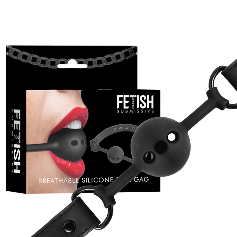 FETISH SUBMISSIVE BONDAGE Bâillon À Boule Silicone Respirant — vue détaillée