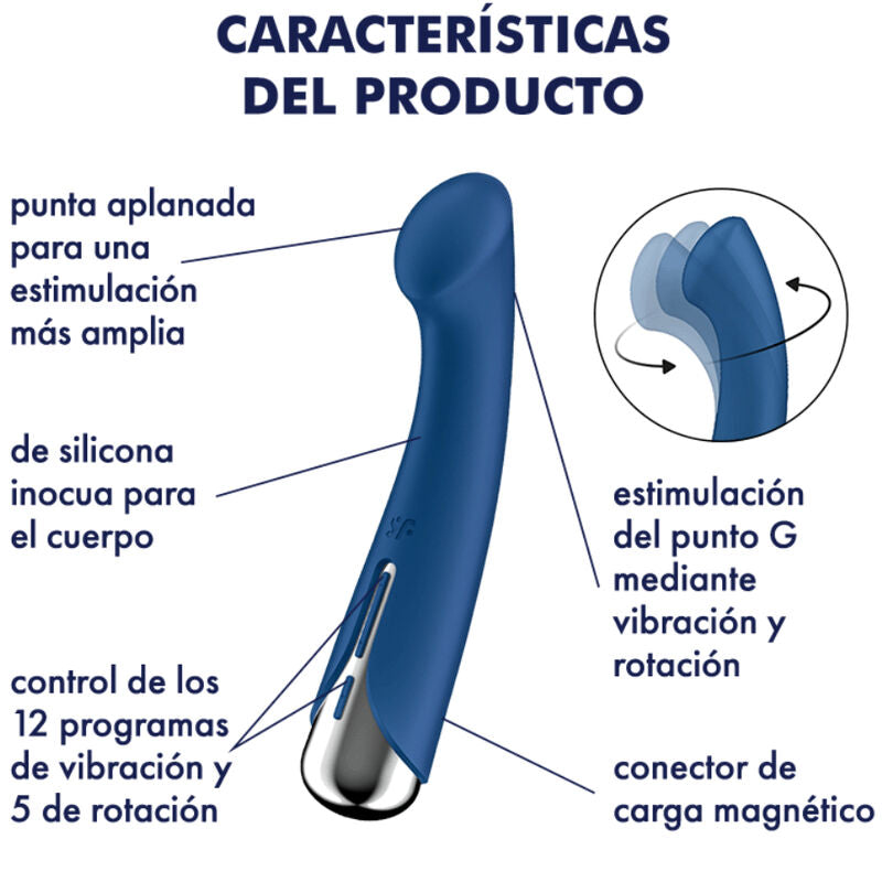 SATISFYER VIBRATOR SPINNING G-SPORT 1 VIBRATEUR ROTATOR BLEU — accessoires inclus