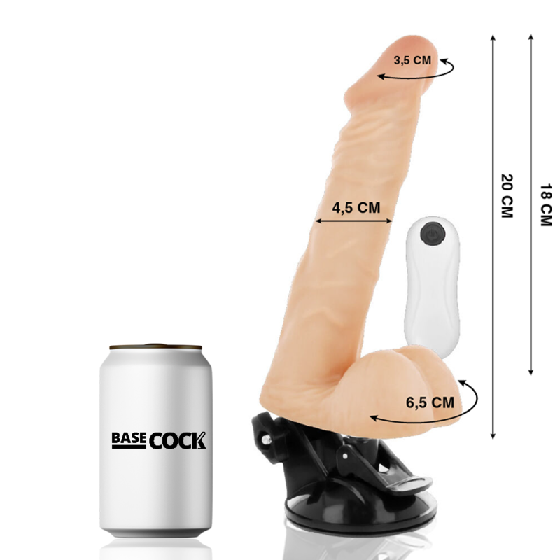 BASECOCK Vibrateur Articulable Télécommande Naturel 20 Cm -O- 4.5 Cm - Aura Intime