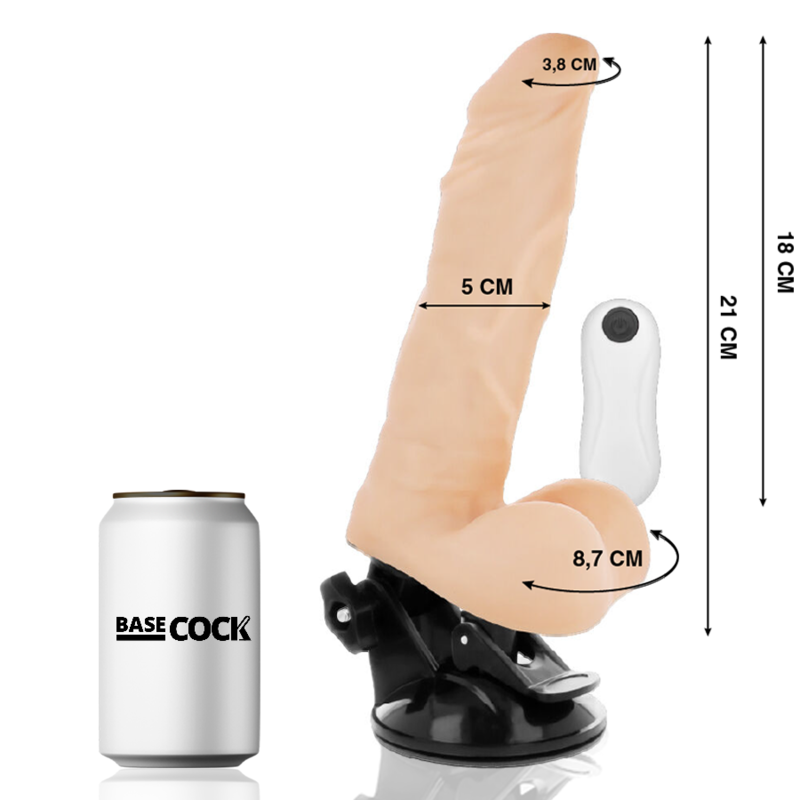 BASECOCK Vibrateur Articulable Télécommande Naturel 21 Cm -O- 5 Cm - Aura Intime