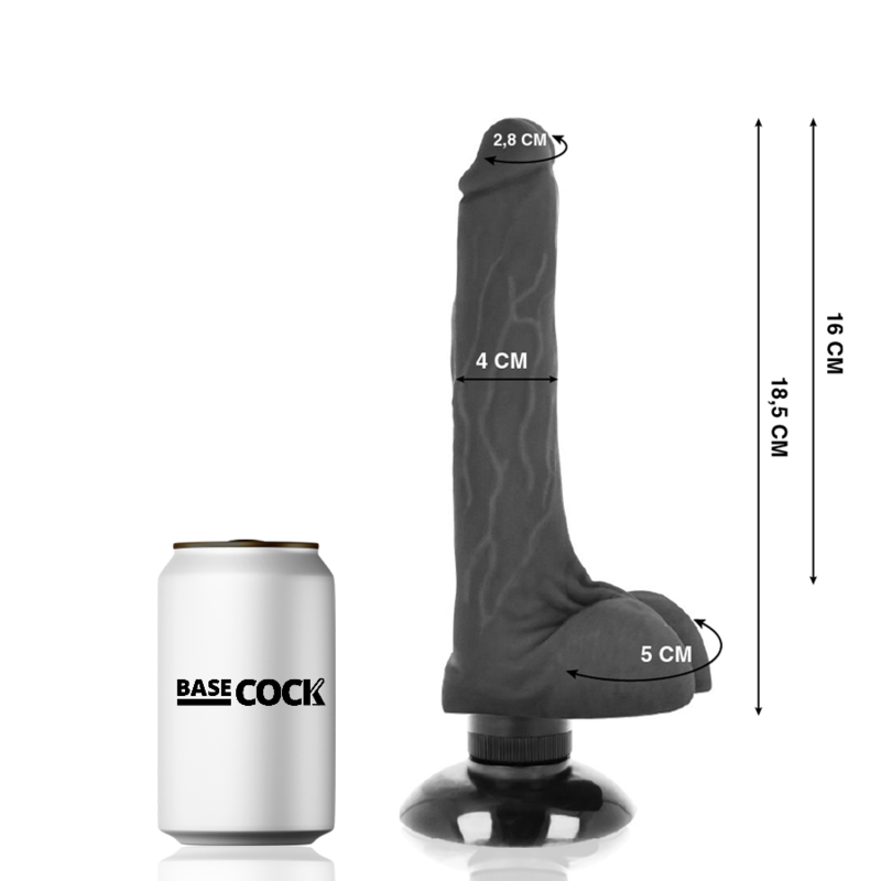 BASECOCK Vibrateur Réaliste 2-1 Noir 18.5 Cm -O- 4 Cm — vue détaillée