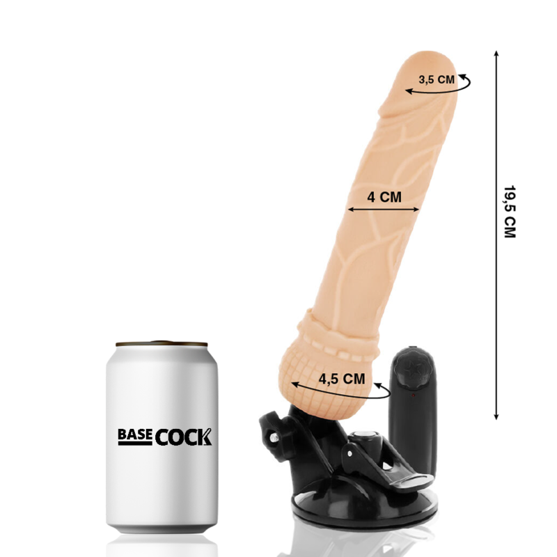 BASECOCK Vibrateur Réaliste Télécommande Naturel 19.5 Cm -O- 4 Cm — vue détaillée
