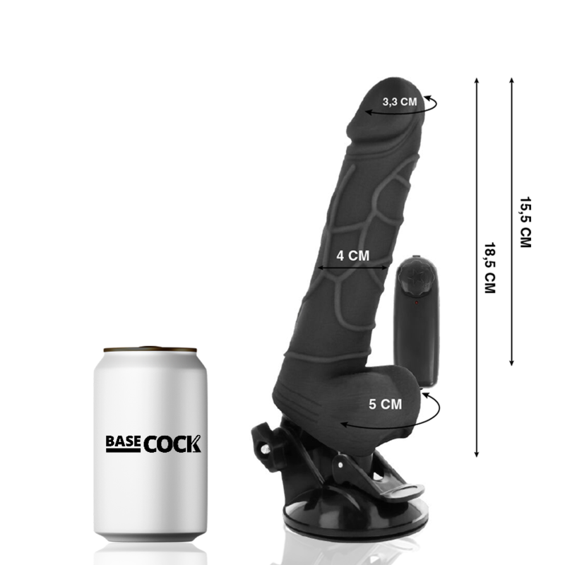 BASECOCK Vibrateur Réaliste Télécommande Noir 18.5 Cm -O- 4Cm — vue détaillée