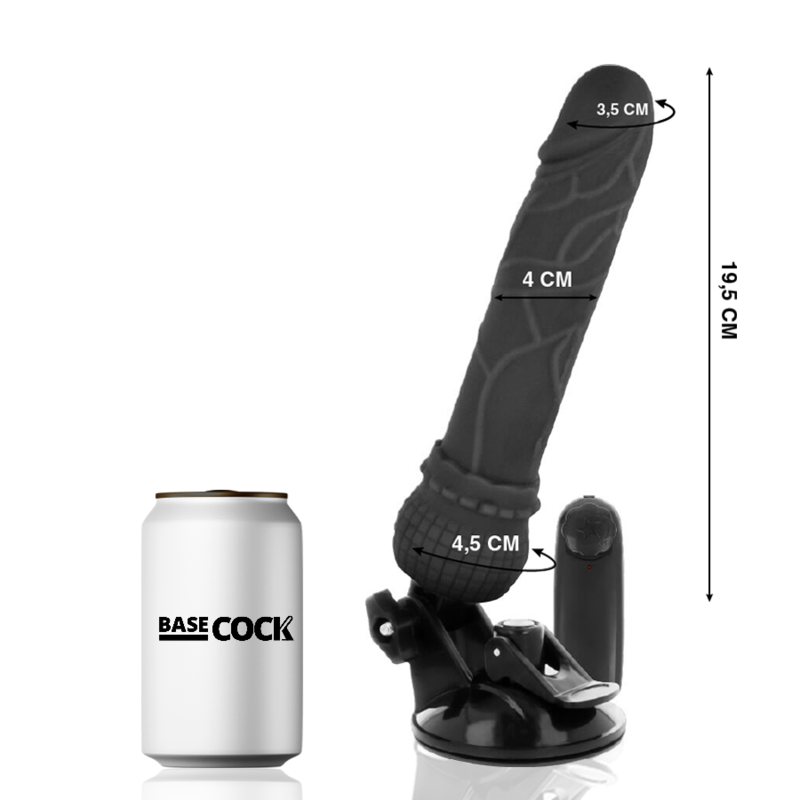BASECOCK Vibrateur Réaliste Télécommande Noir 19.5 Cm -O- 4 Cm — vue détaillée