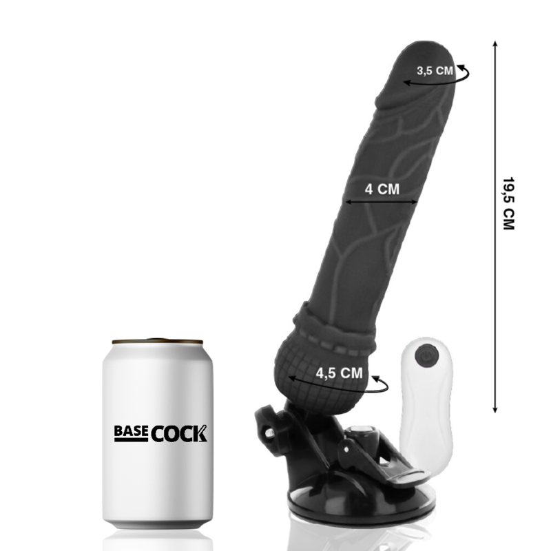 BASECOCK Vibrateur Réaliste Télécommande Noir 19.5 Cm -O- 4 Cm — vue détaillée