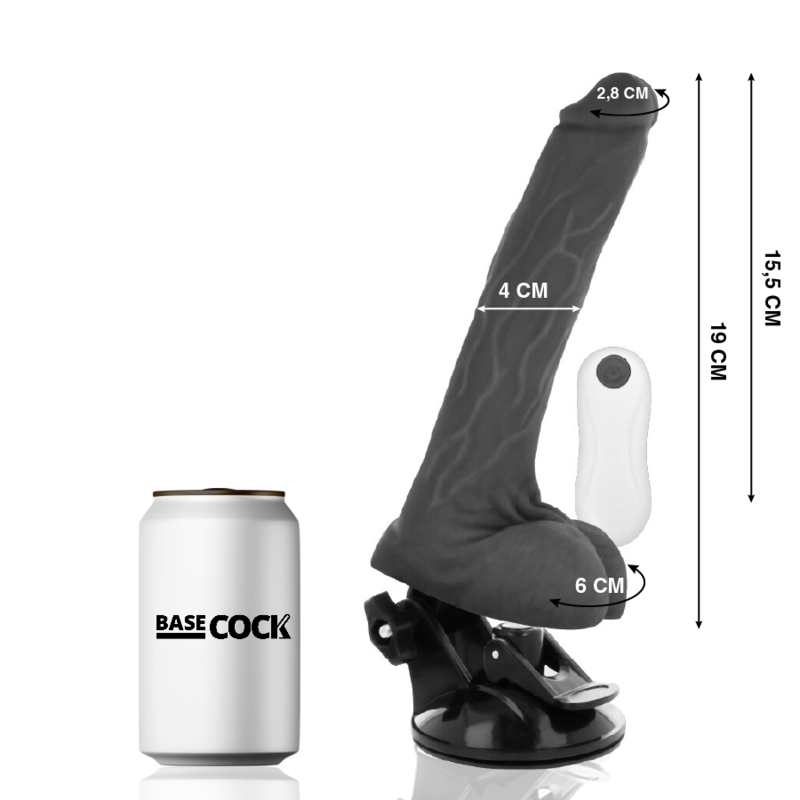 BASECOCK Vibrateur Réaliste Télécommande Noir 19 Cm -O- 4 Cm — vue détaillée