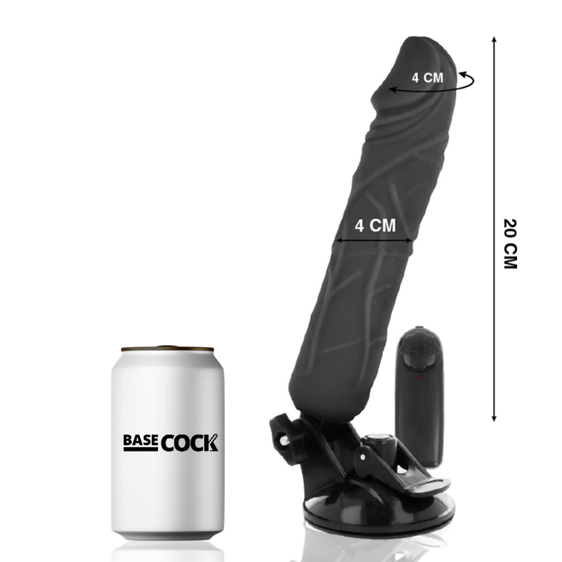 BASECOCK Vibrateur Réaliste Télécommande Noir 20 Cm -O- 4 Cm — vue détaillée
