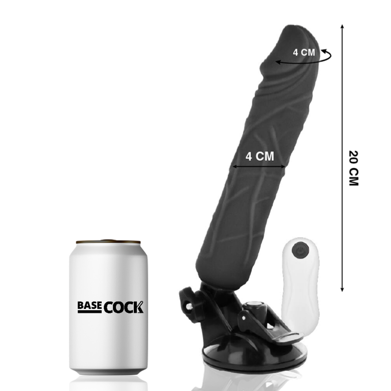 BASECOCK Vibrateur Réaliste Télécommande Noir 20 Cm -O- 4 Cm - Aura Intime
