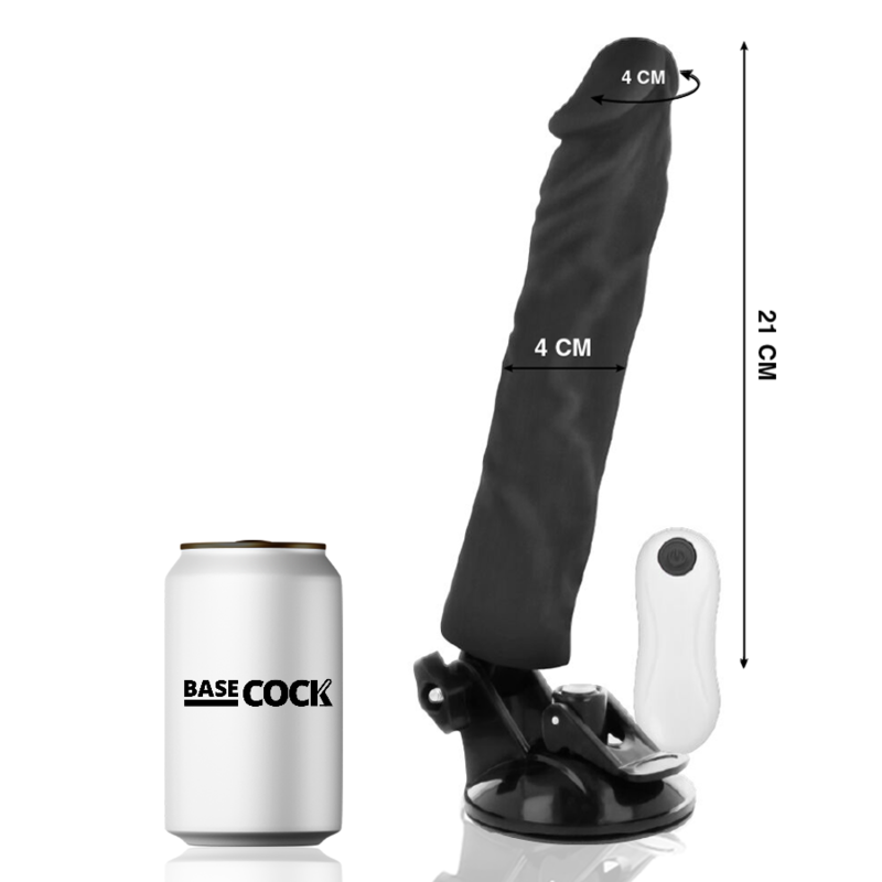 BASECOCK Vibrateur Réaliste Télécommande Noir 21 Cm -O- 4 Cm - Aura Intime