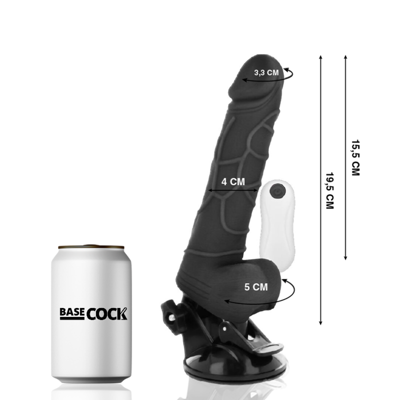 BASECOCK Vibrateur Réaliste Télécommande Noir Testicules 19.5 Cm -... — vue détaillée