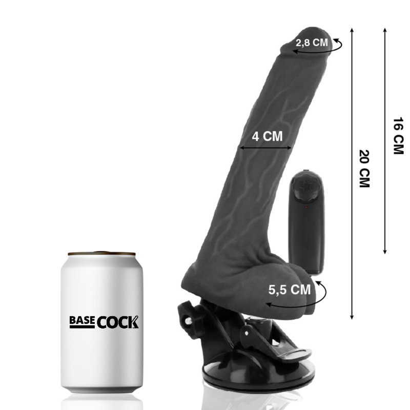 BASECOCK Vibrateur Réaliste Noir Télécommande Testicules 20 Cm -O-... — vue détaillée