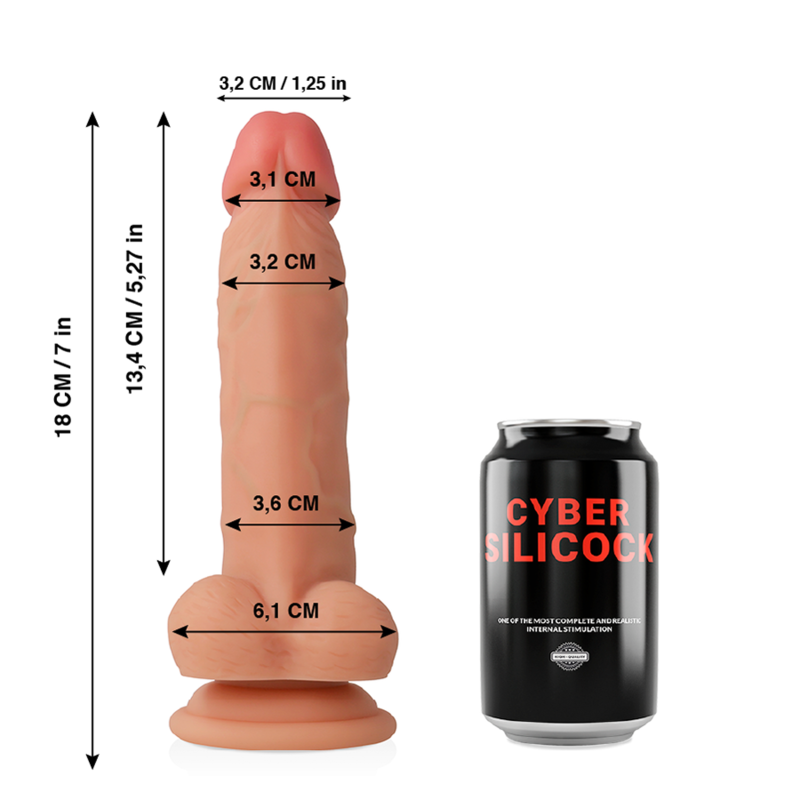 CYBER SILICOCK JUDE SILICONE LIQUIDE SOUPLE ULTRA RÉALISTE 18 CM -O- 3.2 CM — vue détaillée