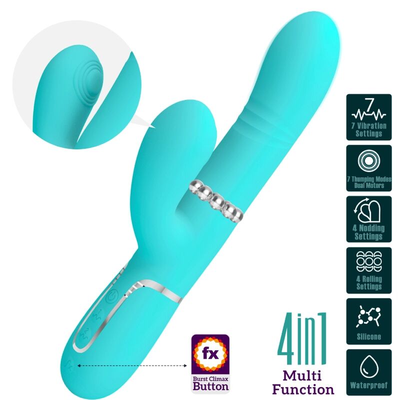 PRETTY LOVE PARTY UP VIBRATEUR MULTIFONCTION G-SPOT VERT AQUA — vue alternative