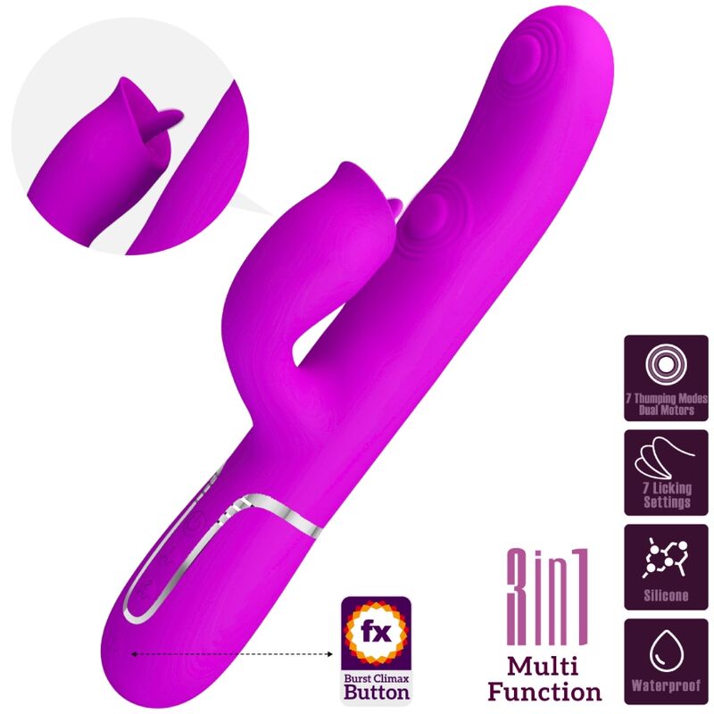 PRETTY LOVE FLIRTATION VIBRATEUR LAPIN À LÉCHER FUCHSIA — vue alternative