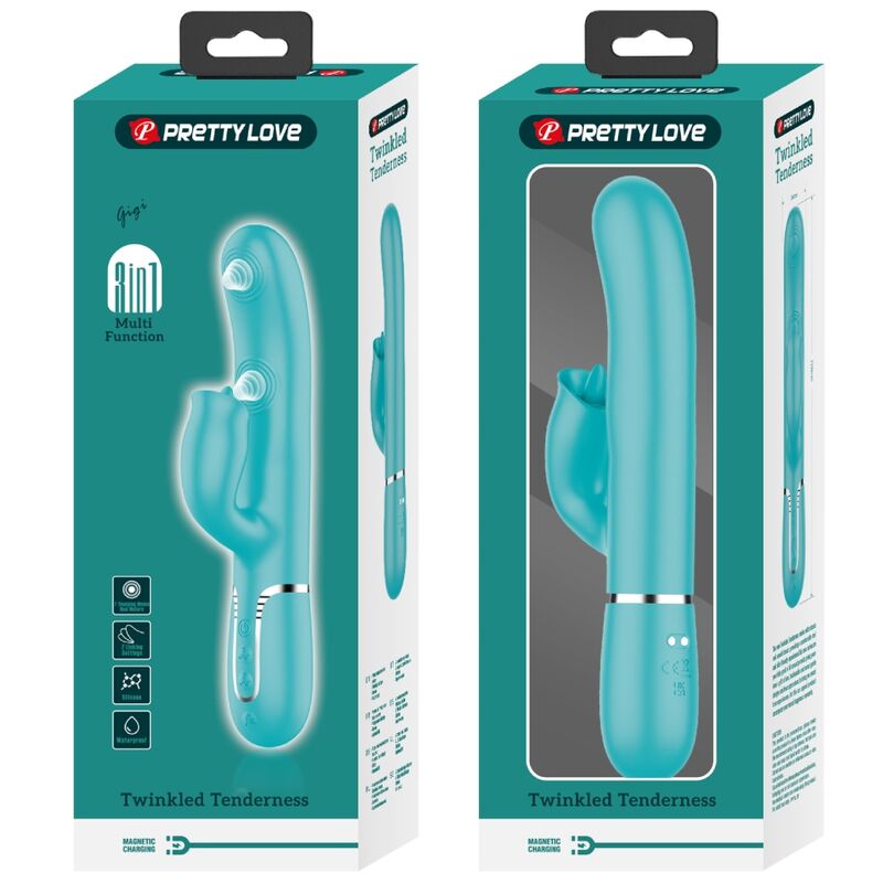 PRETTY LOVE - Vibrateur Lapin À Lécher Vert Aqua