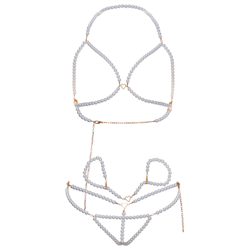 LEG AVENUE KINK Ensemble Bracelets Soutien-Gorge String Perles — accessoires inclus