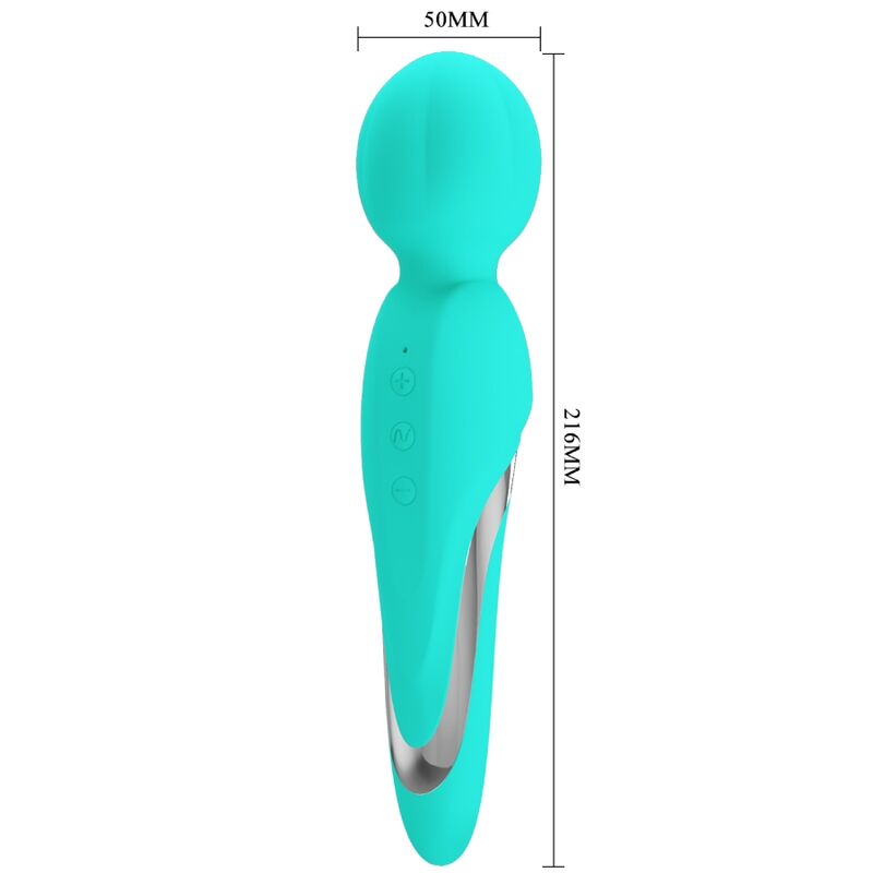 PRETTY LOVE FLIRTATION Walter Vibrateur Wand Aqua Vert — accessoires inclus