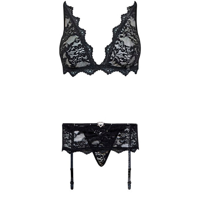 LIVCO CORSETTI SETS Belita Lc 90231 Soutien-Gorge + Culotte + Jarretière Noir... — accessoires inclus