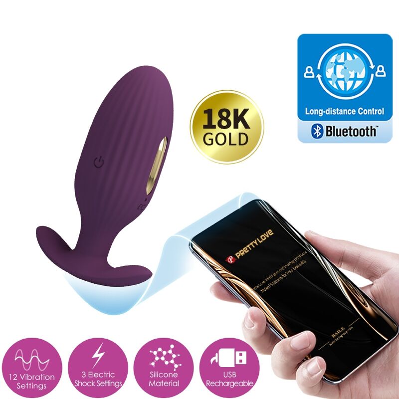 PRETTY LOVE BOTTOM PLUG ANAL CONTRÔLÉ PAR APPLICATION JEFFERSON VIOLET — vue arrière