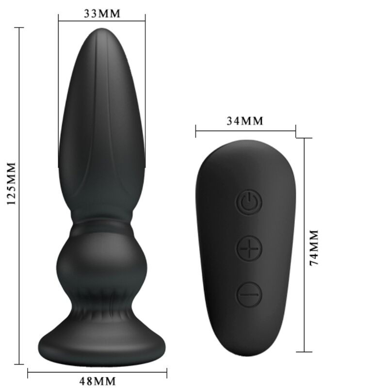 MR PLAY PUISSANT VIBRATEUR TÉLÉCOMMANDE PLUG ANAL NOIR — accessoires inclus