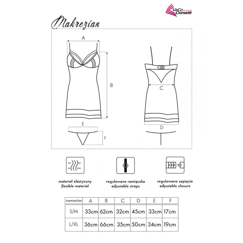 LIVCO CORSETTI SETS Chemise + Culotte Makrezian Lc 90545 Noir — accessoires inclus