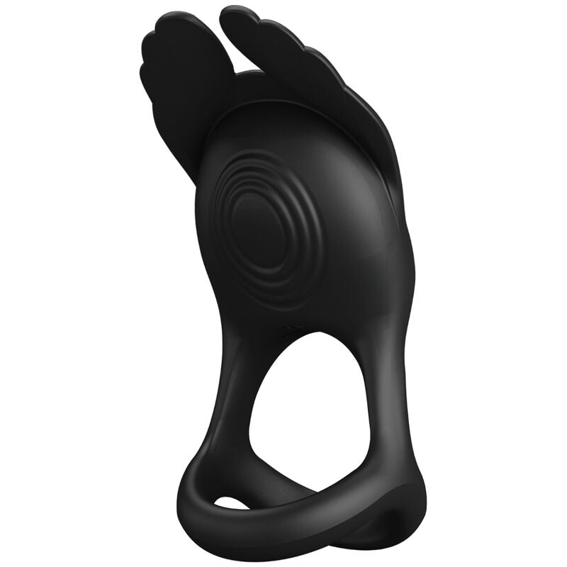 PRETTY LOVE MALE SILAS ANNEAU PÉNIS VIBRANT 7 VIBRATIONS SILICONE NOIR - Aura Intime