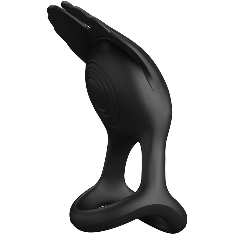PRETTY LOVE MALE SILAS ANNEAU PÉNIS VIBRANT 7 VIBRATIONS SILICONE NOIR — vue détaillée