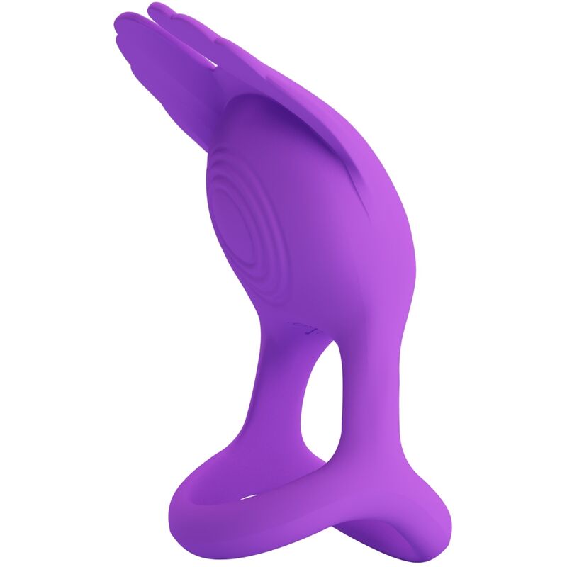 PRETTY LOVE MALE SILAS ANNEAU PÉNIS VIBRANT 7 VIBRATIONS SILICONE VIOLET — vue détaillée