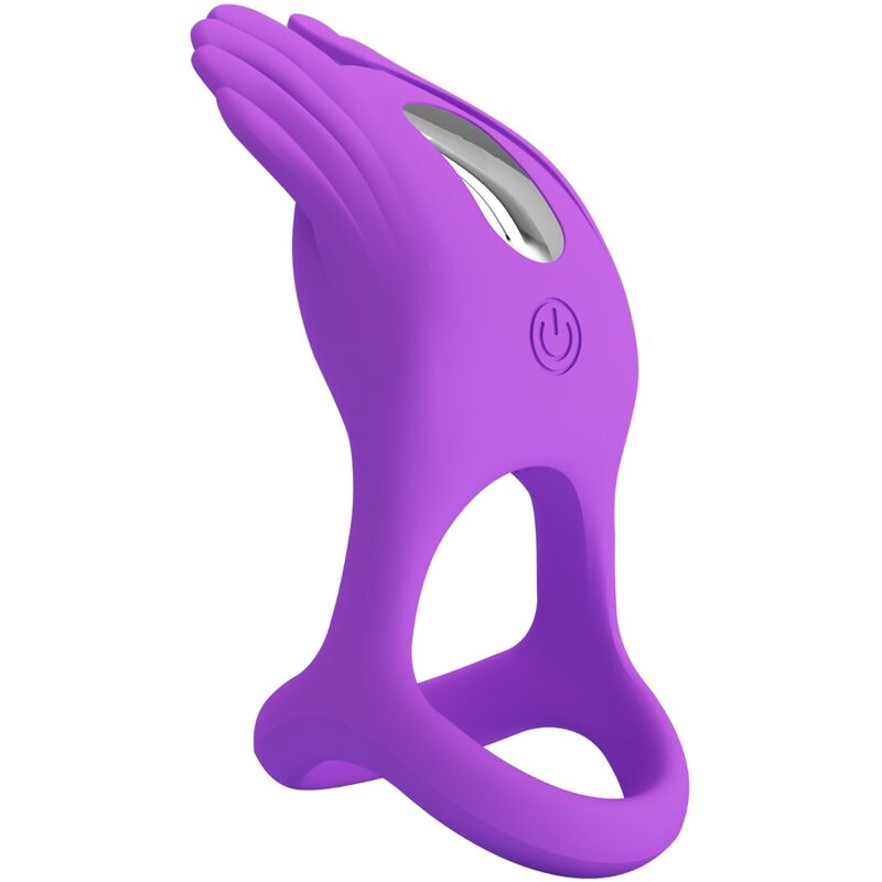 PRETTY LOVE MALE SILAS ANNEAU PÉNIS VIBRANT 7 VIBRATIONS SILICONE VIOLET — accessoires inclus