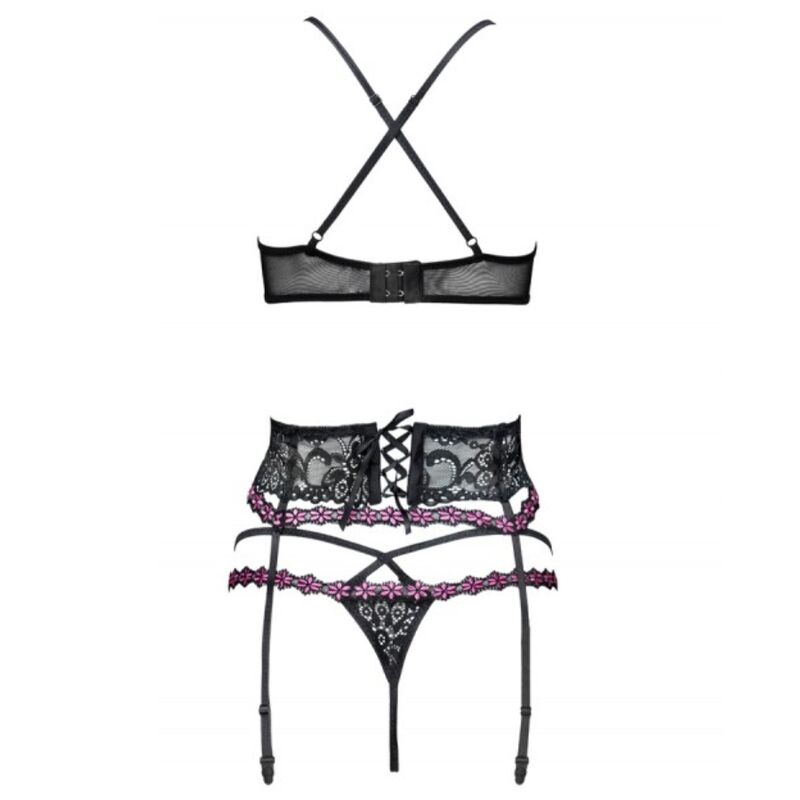LIVCO CORSETTI SETS Snehana Lc 90443 Soutien-Gorge + Jarretière + Culotte Noi... — vue arrière