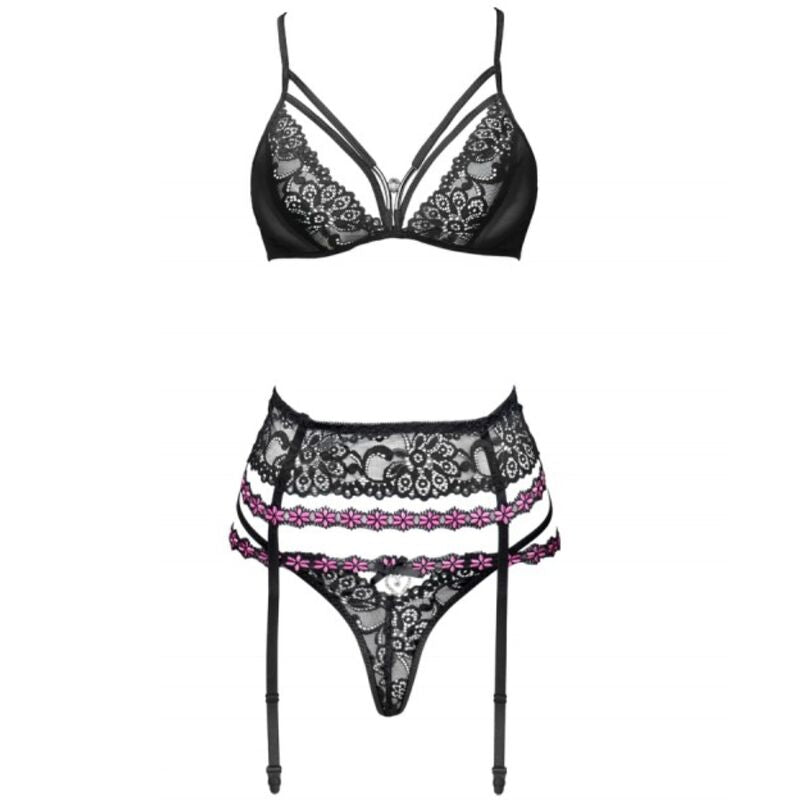 LIVCO CORSETTI SETS Snehana Lc 90443 Soutien-Gorge + Jarretière + Culotte Noi... — vue alternative