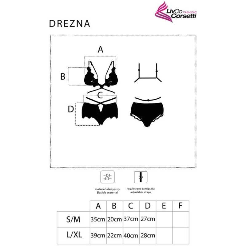 LIVCO CORSETTI SETS Drezna Lc 90733 Soutien-Gorge + Culotte Noir — accessoires inclus
