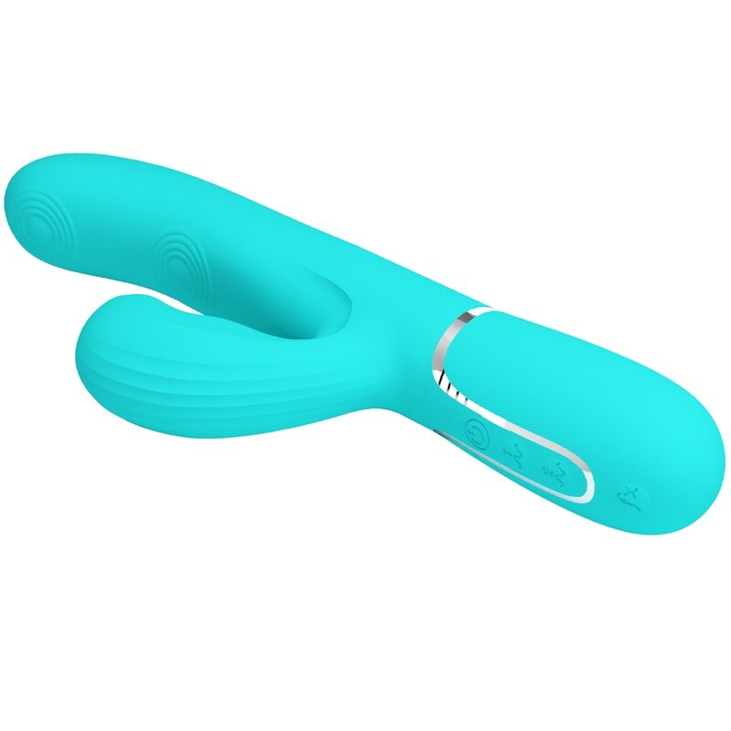 PRETTY LOVE FLIRTATION PERLITA VIBRATEUR MULTIFONCTION 3 1 POINT G VERT AQUA — accessoires inclus