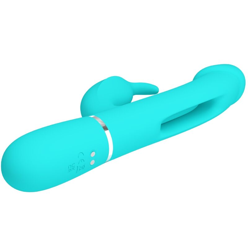 PRETTY LOVE FLIRTATION Vibrateur Dejon Rabbit 3 1 Multifonction Vert Aqua — vue arrière