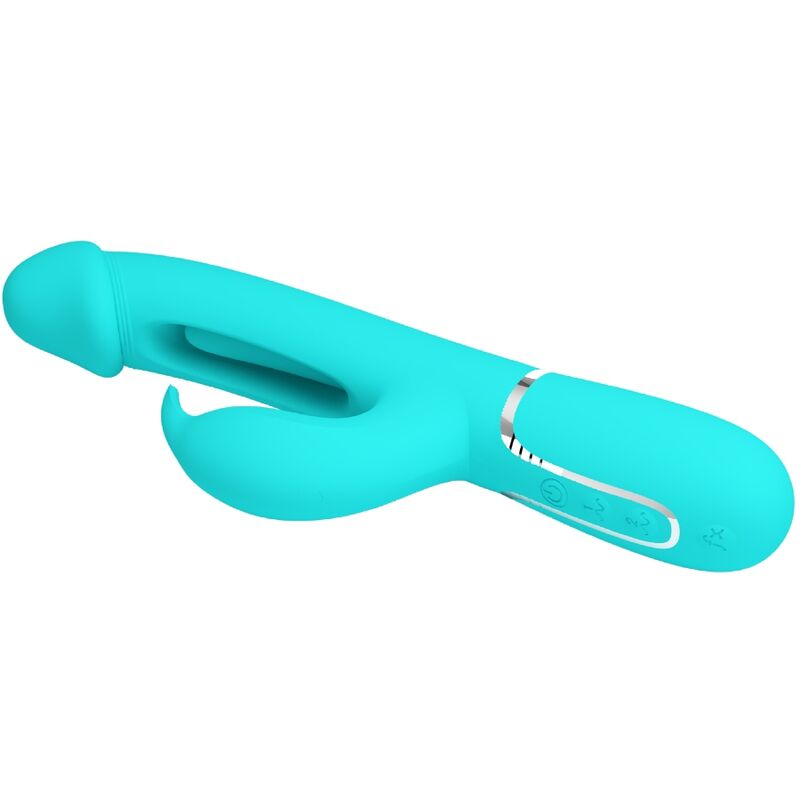 PRETTY LOVE FLIRTATION Vibrateur Dejon Rabbit 3 1 Multifonction Vert Aqua — accessoires inclus