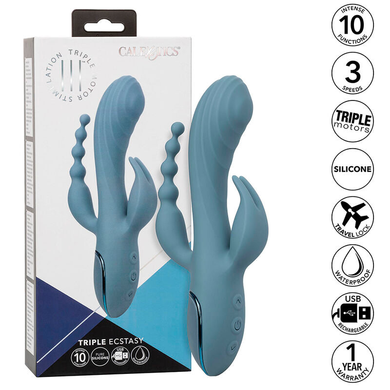 CALEXOTICS Vibrateur Triple Ecstasy Gris — vue détaillée